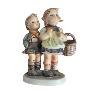 VTG 60s Goebel Hummel To Market Figurine Western Germany Boy Girl Basket 49 3/0
